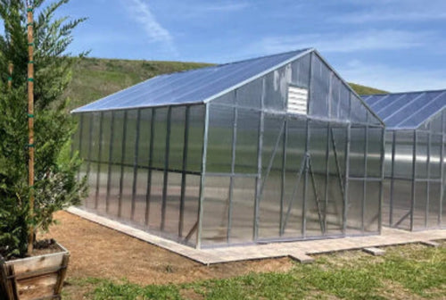 Custom-built greenhouses. Metal frame, 0.315” (8mm) Polycarbonate clear twin-wall hollow sheets